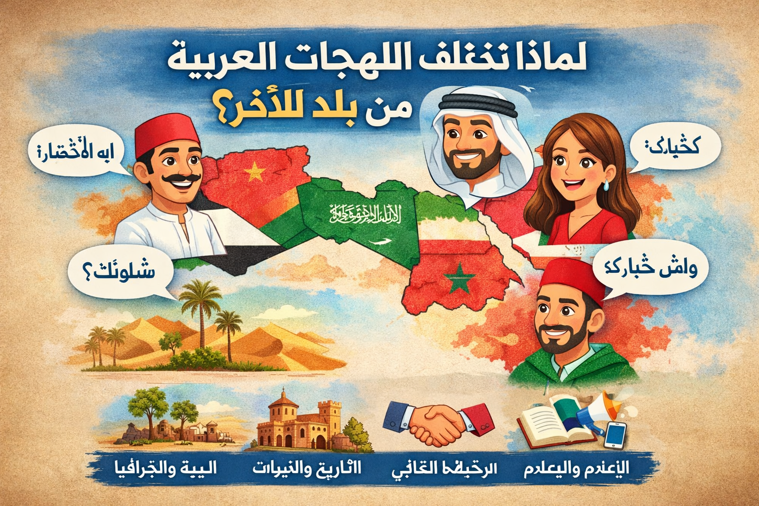 لماذا تختلف اللهجات العربية من بلد لآخر؟ فهم سر التنوع اللغوي